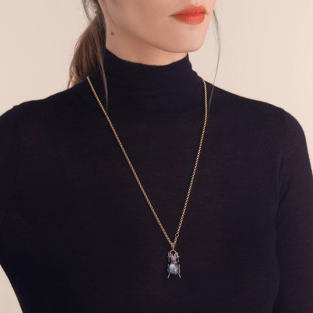 Mythology 18ct Rose Gold Blue Topaz Beetle Charm | Annoushka jewelley